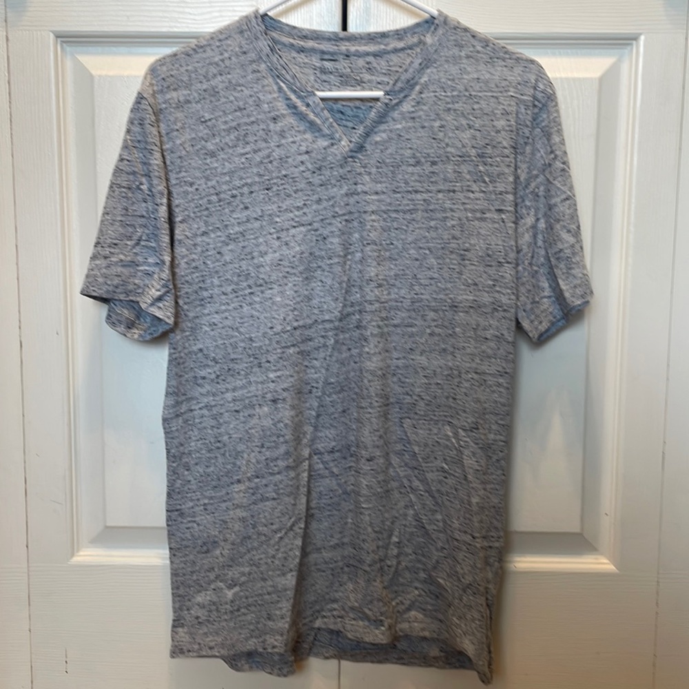 Public Opinion V neck Short Sleeve Tee Gray Adult Small